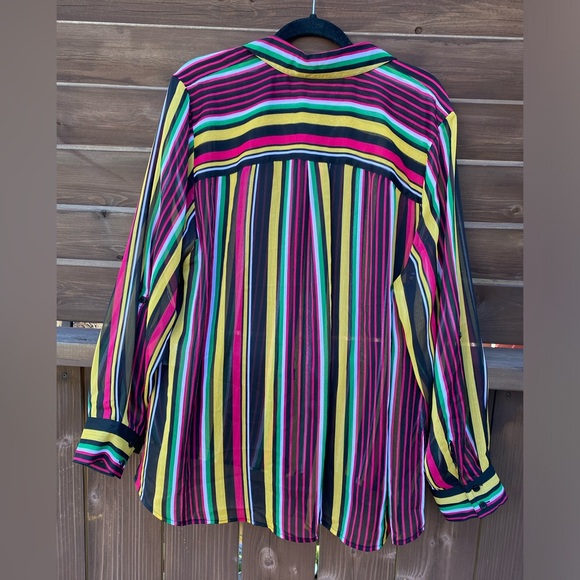 I.N.C. International concepts women’s Plus-Size 2x Striped Button-Up Top - Picture 3 of 14